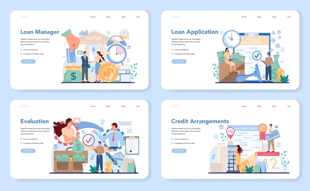 Loan manager web banner or landing page set