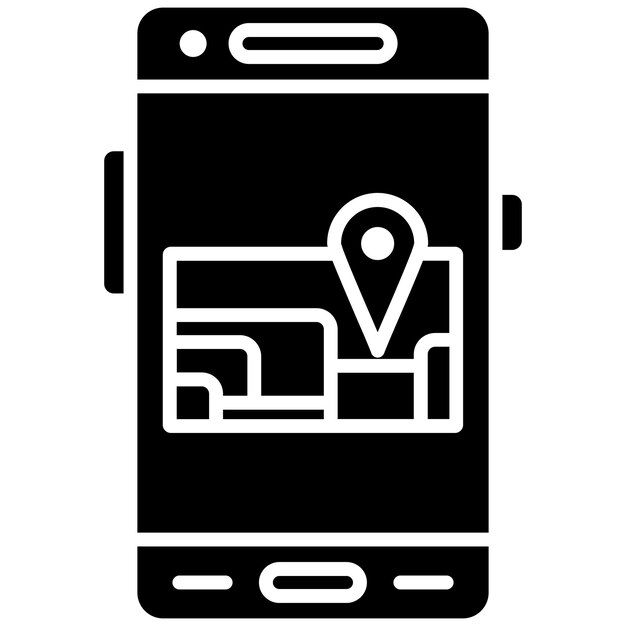 Location Glyph Solid Black Illustration