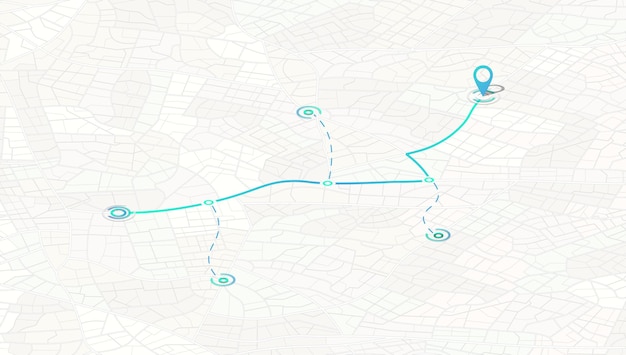 Location tracker dashboard city street road with pins on map and alternative ways isometric street