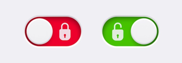 lock and unlock toggle switch buttons with open lock and closed lock icon material design