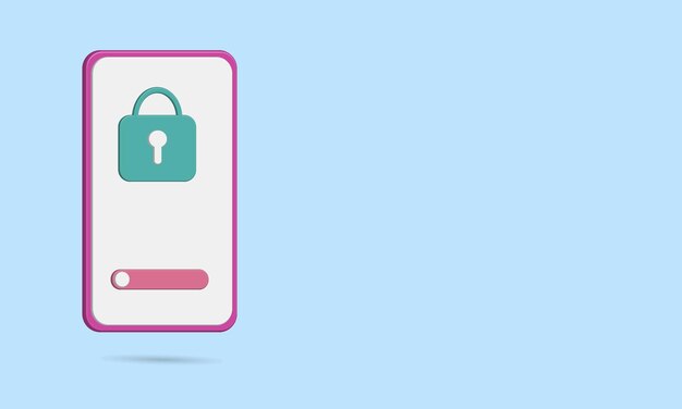lock screen on smartphone with pink and green color theme, vector illustration