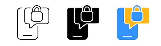 lock with phone line icon blocking hacking arrow computer security system restricted access personal data protection vector icon in line black and colorful style on white background