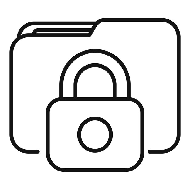 locked data folder icon outline vector copyright protection