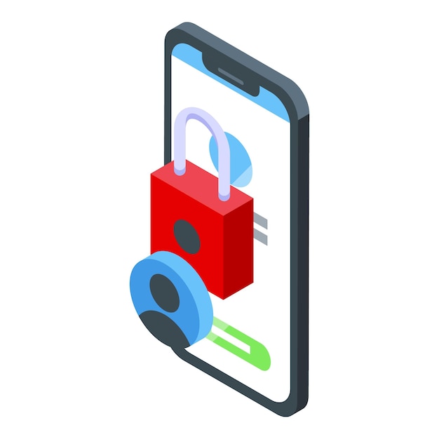 Locked online content icon isometric vector Phone parental control