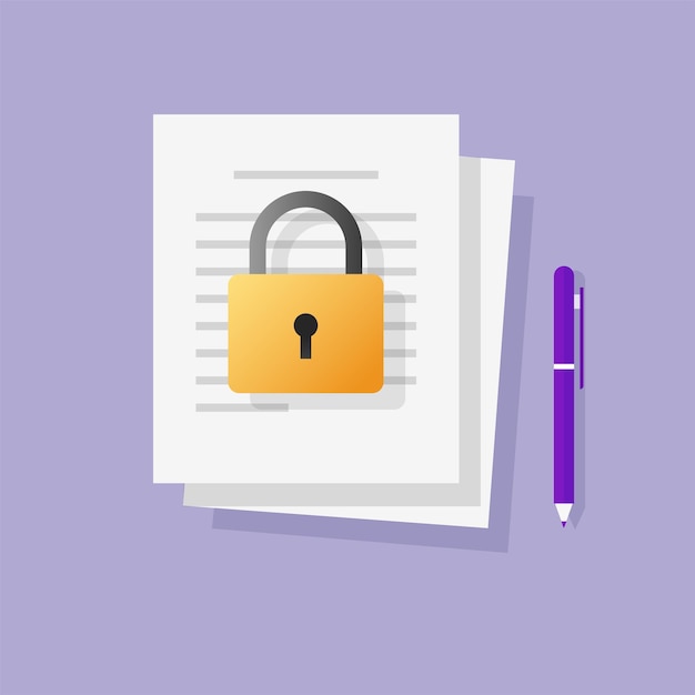 locked restricted access to information text file or document concept flat cartoon