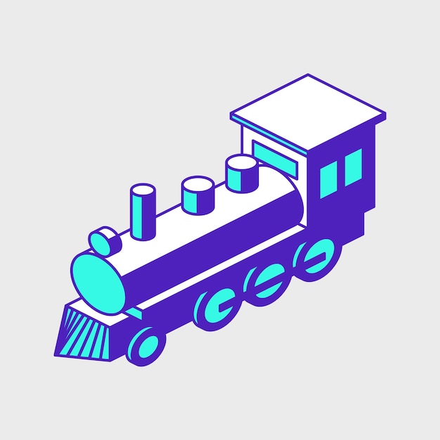 Locomotive isometric vector icon illustration