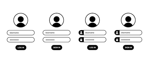 Log in form vector banner set Log in template account with user name and password symbol