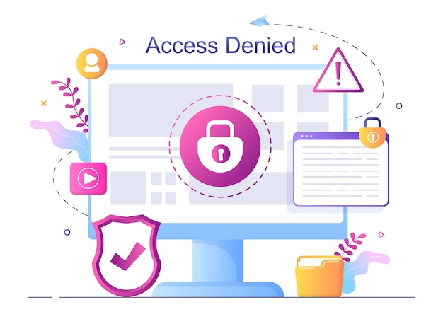 Login Access Denied Vector Illustration. System Refuses Password, Error and Entry to Computer Device Showing user does not have Permission for Website or Mobile Development
