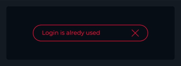 login already used ui element template