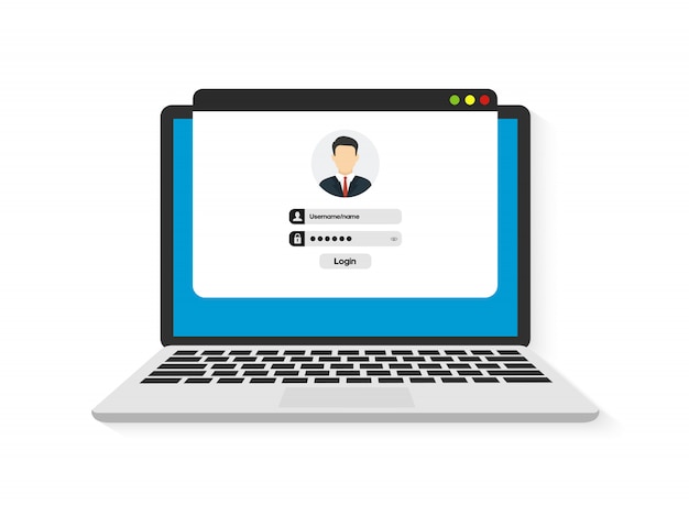 Login and password. Authentication login form system