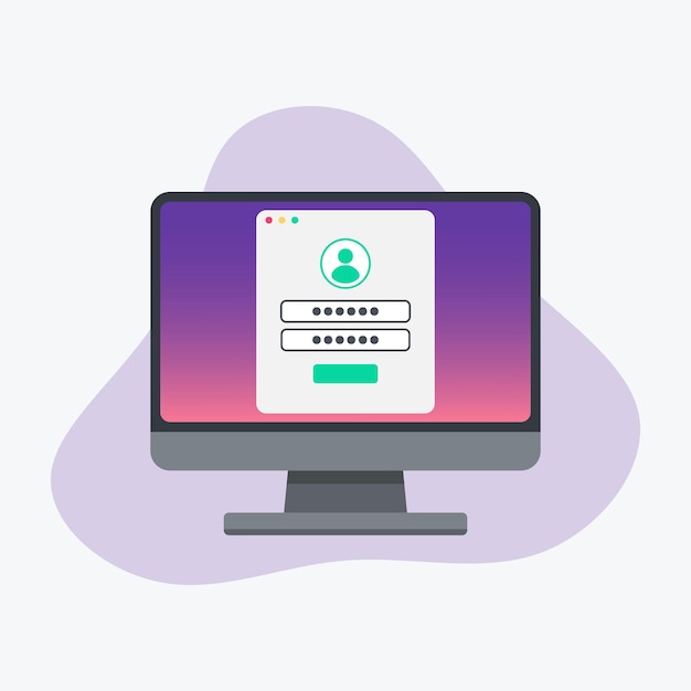 login and password of the user authorization on computer concept vector illustration