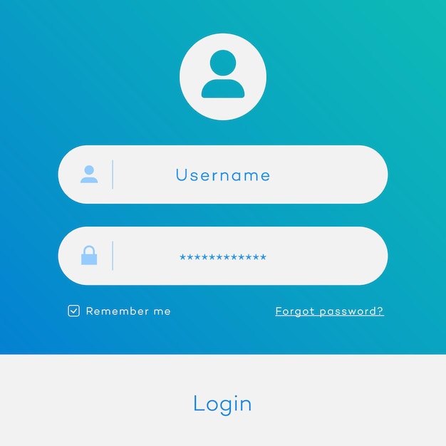 Login form page template on trendy gradient background for online registration smartphone mockups app development website ui elements user profile access to account concept Vector 10 eps