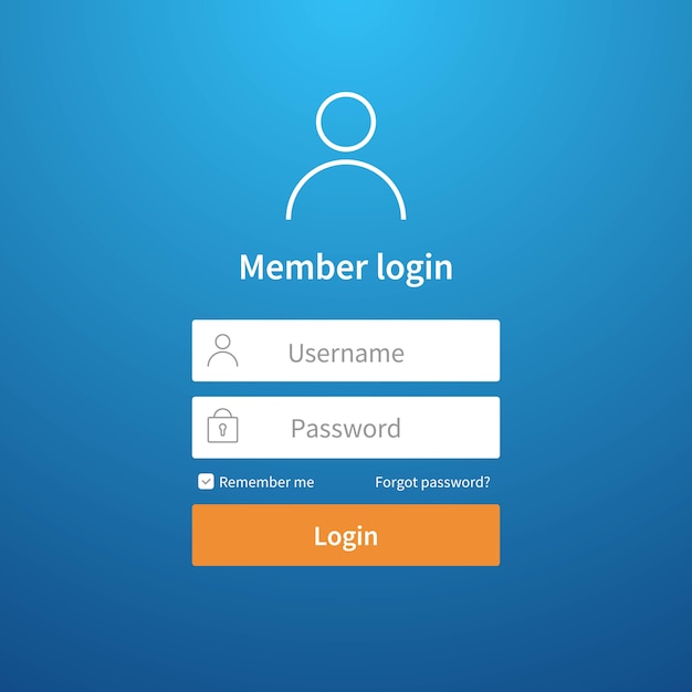 Login form. Website ui account screen page register user interface profile entry submit network  login template
