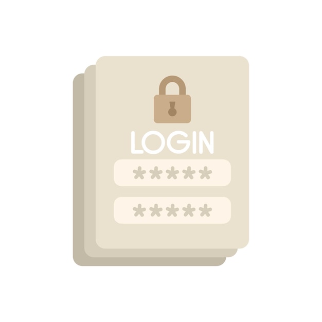 login password icon flat vector page log internet screen isolated
