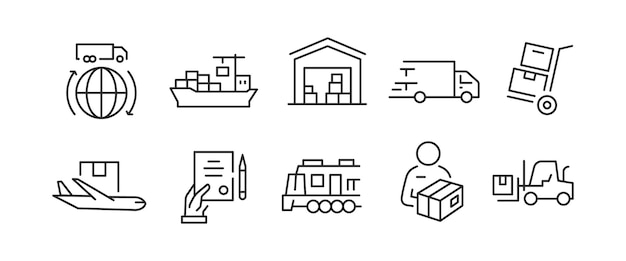 Logistics icons set