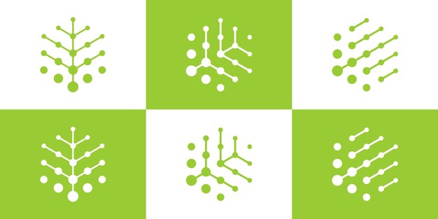logo design tree tech icon hexagon vector inspiration