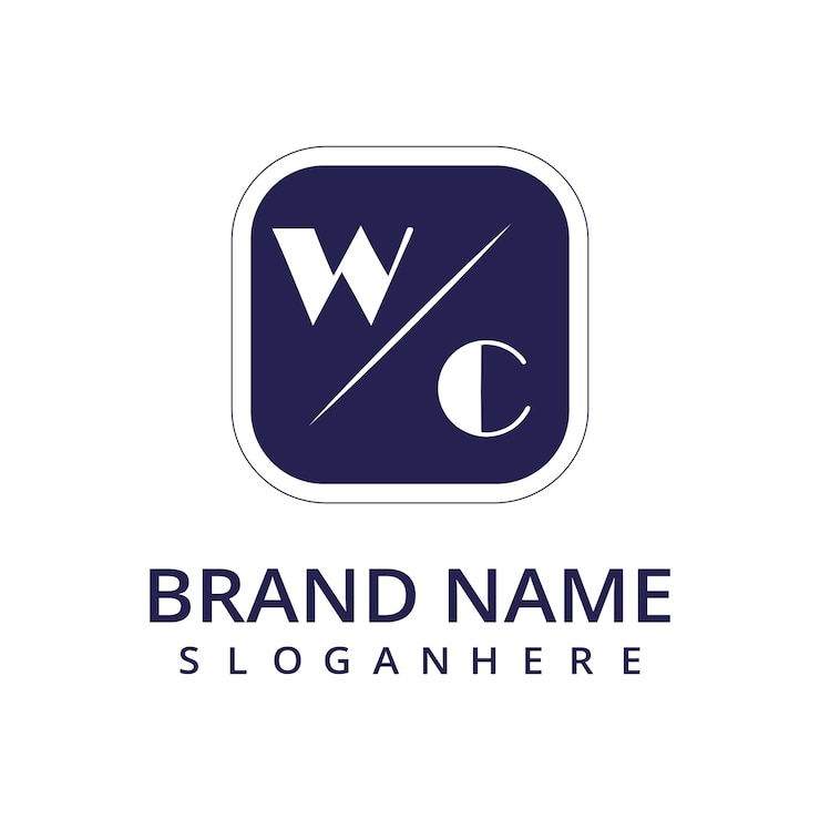 Vector logo độc nhất ban đầu wc với thiết kế kiểu hình chữ nhật