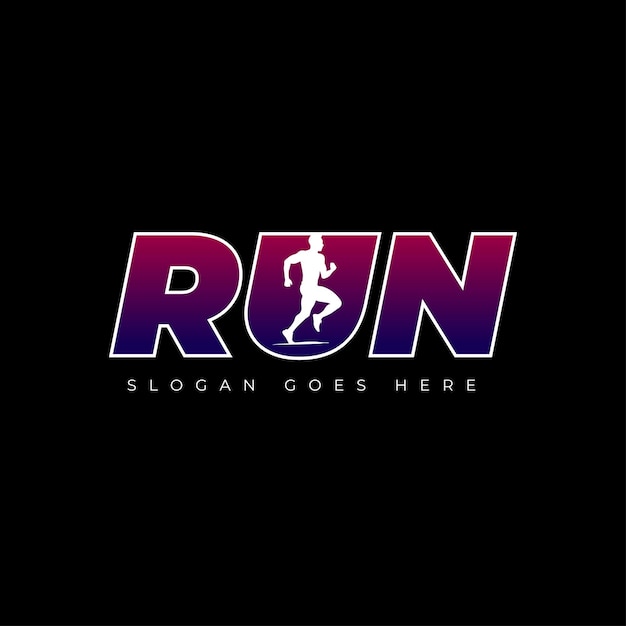 Logo typography run black background