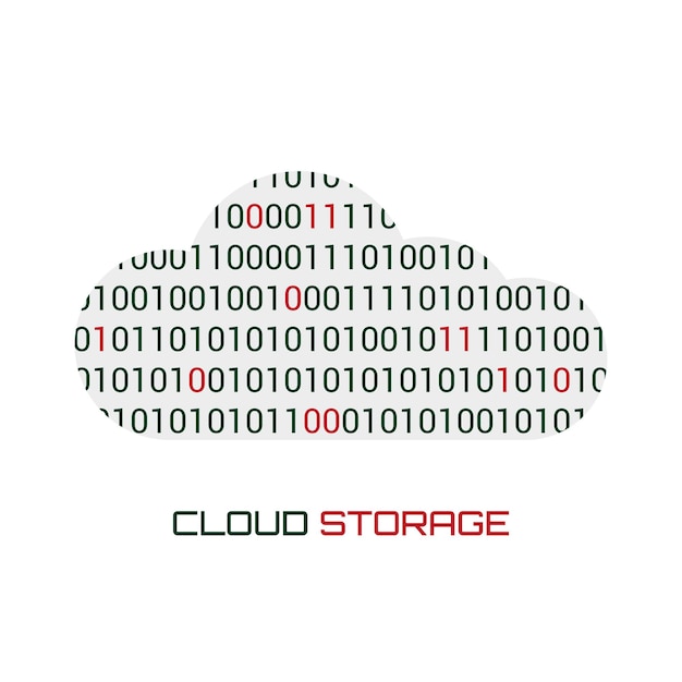 Logo vector của dịch vụ lưu trữ đám mây là một đám mây bao gồm mã nhị phân