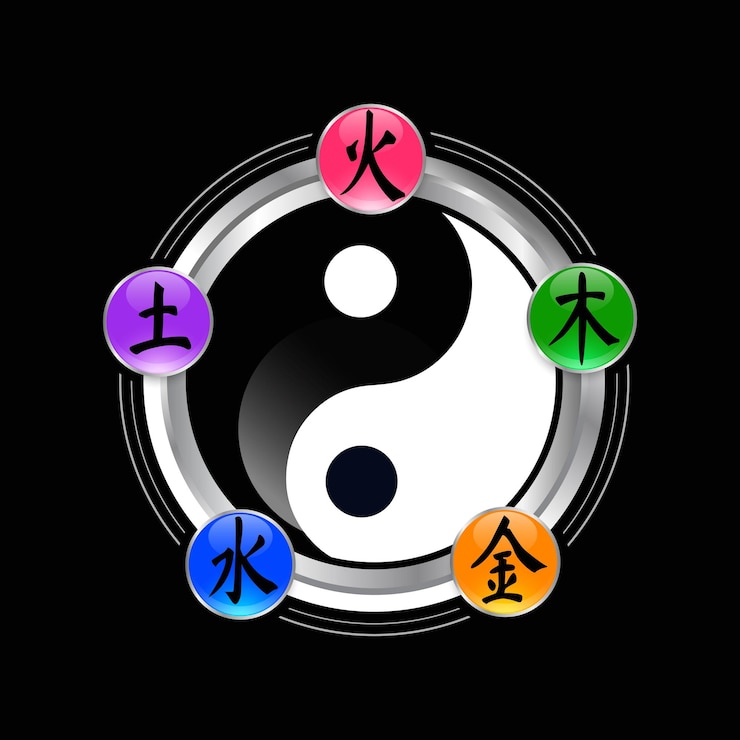 Vector logo ying yang five elements vector