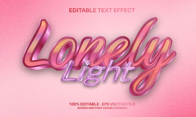 lonely light editable text effect in the purple background