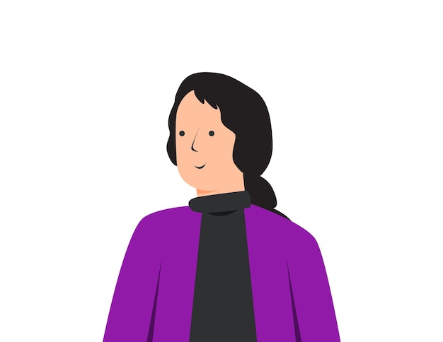 long hair women with purple shirt