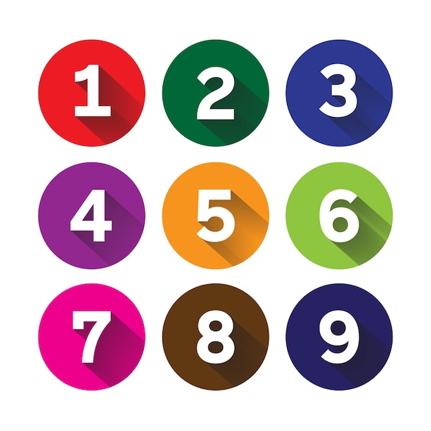 Long shadow numbers on multicolored circles