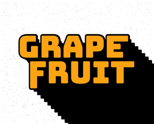 Long shadow text effect grape fruit typography in yellow and white color style