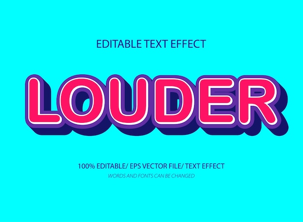 Louder 3d style editable text effect