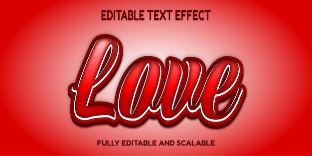love text effect with 3d letter in red and dark