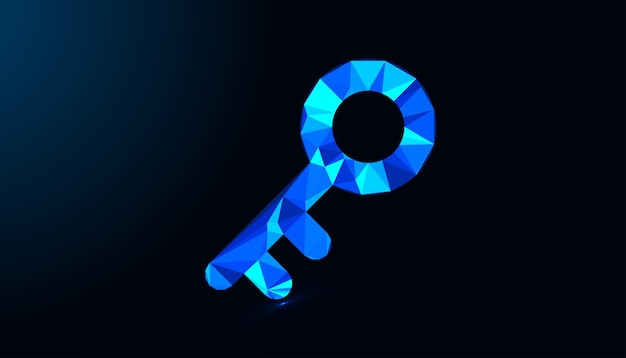 Low Poly Key Design Security key symbol key design with neon style lighting design
