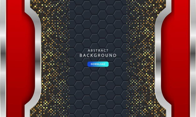 Luxurious dark background with carbon fiber hexagon texture. Modern background with metal lines. Abstract futuristic luxury red background.