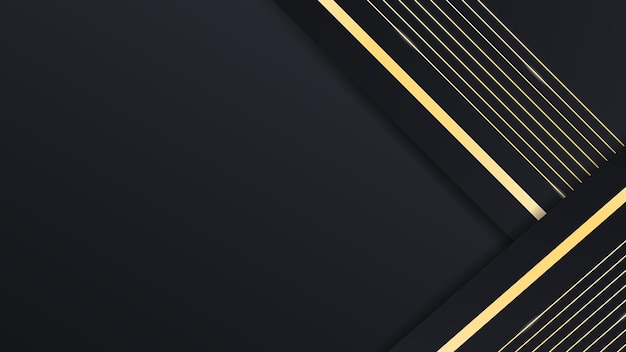 Luxury abstract black metal background Golden light lines create a rich modern geometric template