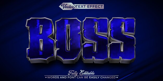 Luxury Shiny Blue Boss Vector Editable Text Effect Template