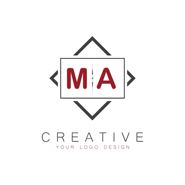 ma initial monogram logo with creative square style design