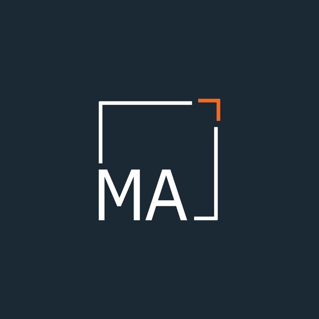 ma initial monogram logo with square style design