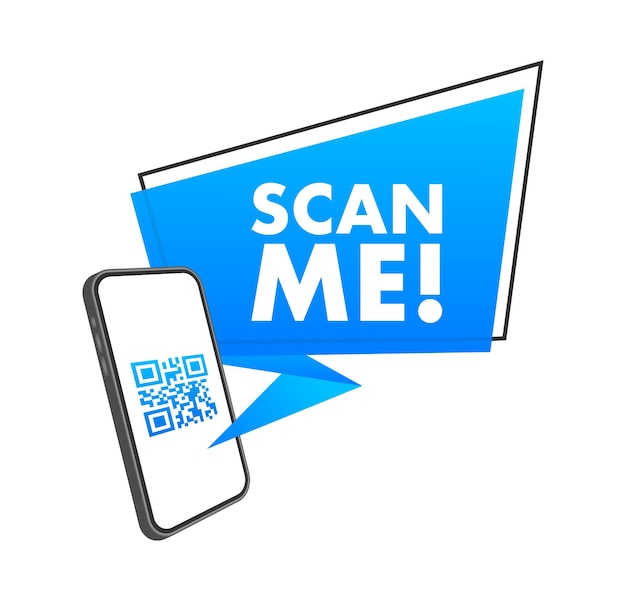Mã QR cho điện thoại thông minh Dòng chữ quét tôi bằng biểu tượng điện thoại thông minh Mã Qr để thanh toán