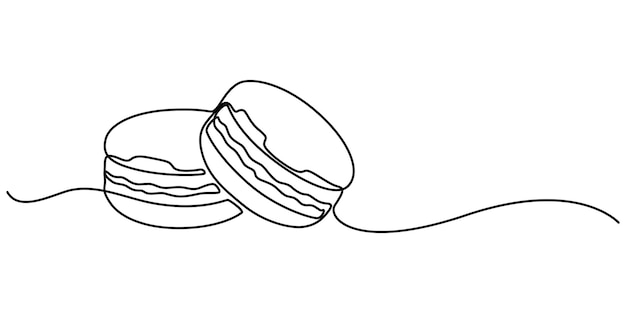macaroon one line drawing vector continuous one line drawing of colorful french macaroons isolated