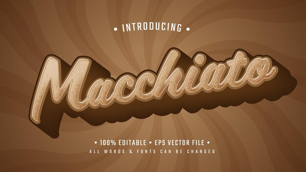 macchiato coffee cafe 3d text style effect. editable illustrator text style.