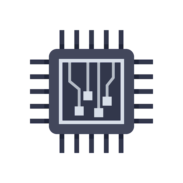 Machine learning processor icon Flat illustration of machine learning processor vector icon isolated on white background