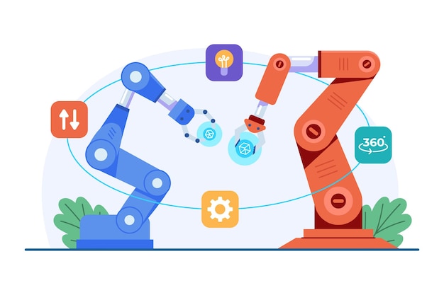 machine learning vector illustration industrial robot vector illustration