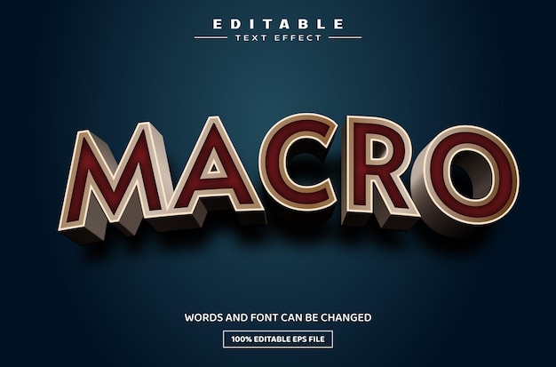 Macro 3D editable text effect template