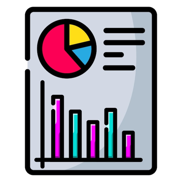 Made in uk colorful pie chart and bar graph for data visualization vector icon