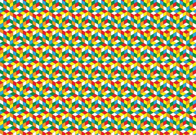magic cube pattern seamless design color block puzzle vector background