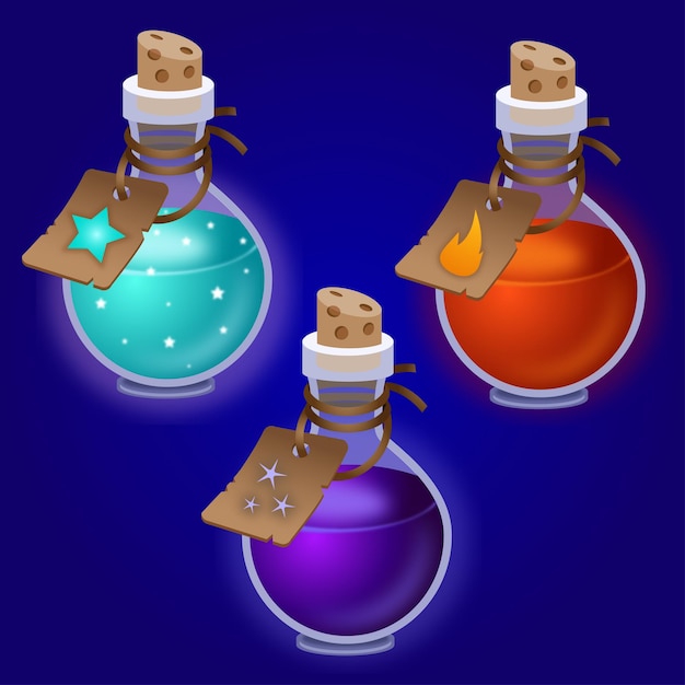 Magic potions bottles