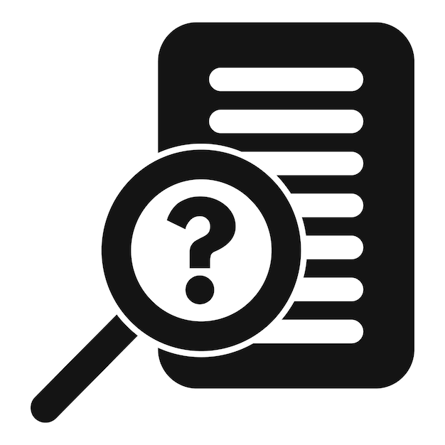 Magnifying glass examining document with question mark symbol