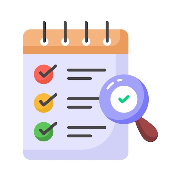 Magnifying glass with checklist showing checklist verification concept vector design