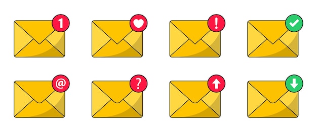 Mail vector icon set Notification message or email vector icon set Envelope message icon collection Incoming message notification vector illustration