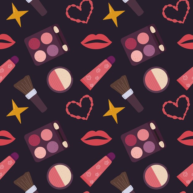 makeup cosmetic pattern endless texture design printable flat vector beauty