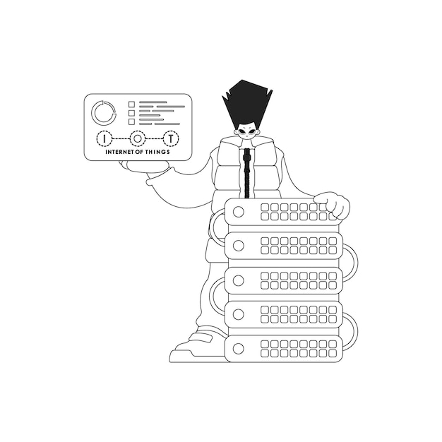 Man and server for IoT vector linear style stored in cloud